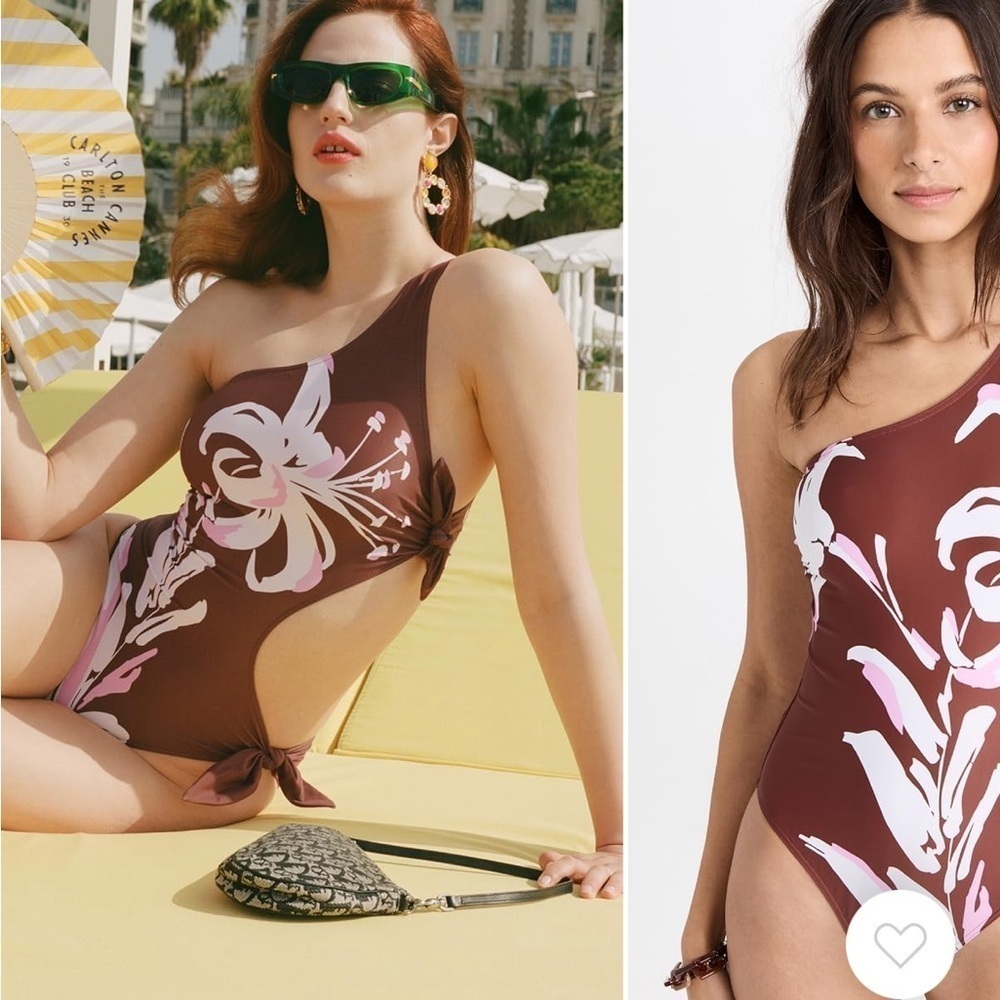Tanya Taylor Oksanda One Piece Swimsuit in Lily Cinnamon Multi Size Large
